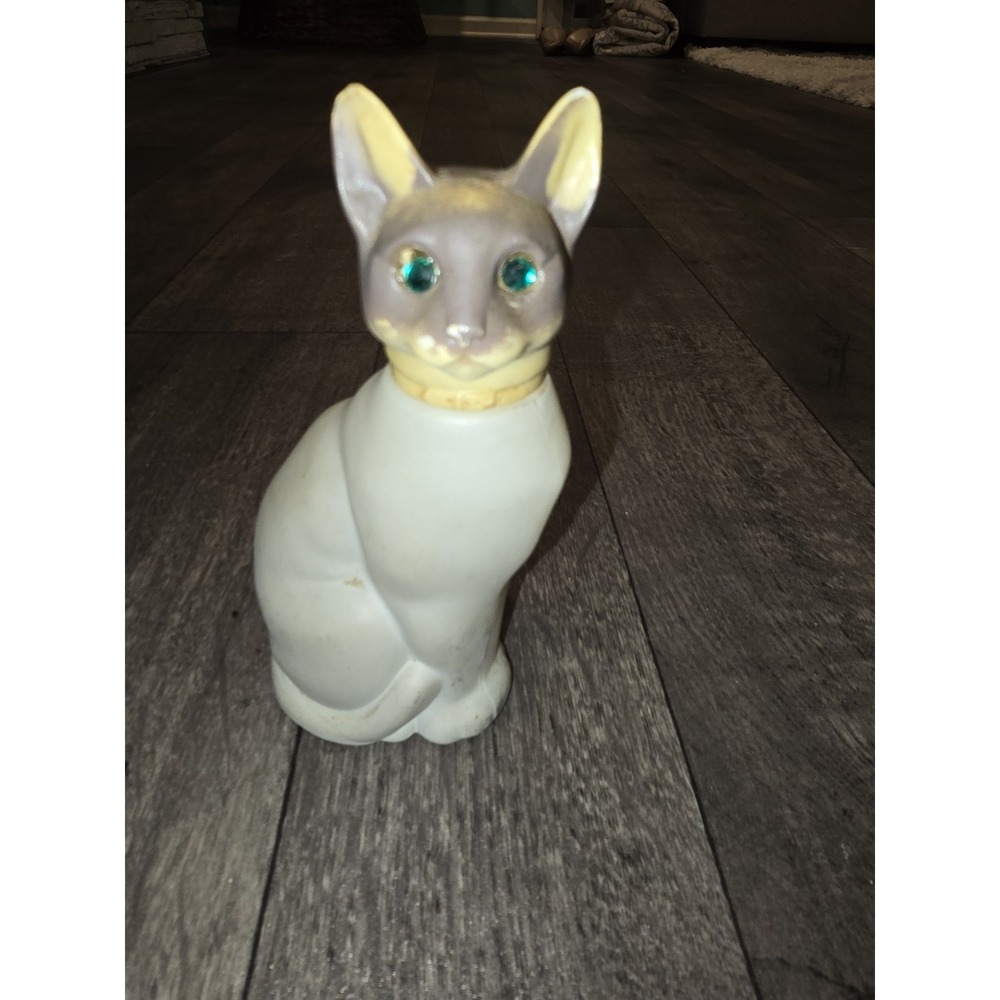 Vintage Avon Moonwind Cologne Cat with Emerald‎ Green Glass Bottle